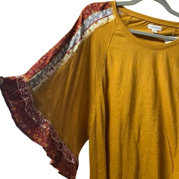 Cropped mustard yellow boho flared 3/4 sleeve autumn fall colors - Picture 13 of 15